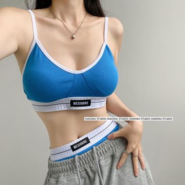 歐美ins撞色吊帶女外穿性感修身顯瘦打底爵士運動背心內衣兩件套