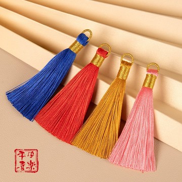 8cm拉圈流蘇穗子新款短胖香包香囊手機殼書籤配飾流蘇批發金吊圈