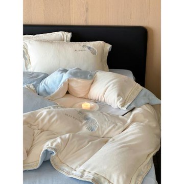 加厚牛奶絨四件套單面絨法蘭絨珊瑚絨秋冬季保暖抗靜電公主風床品