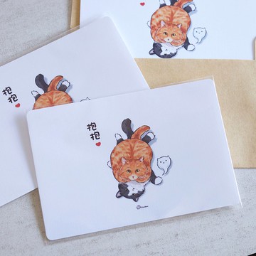 抱抱貓貓 情人節 萬用卡 卡片 明信片 可愛 貓咪 日系 插畫