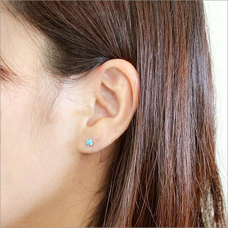 K10/K18 ミルククラウン ターコイズ ピアス（キャッチ付）ピアス ...