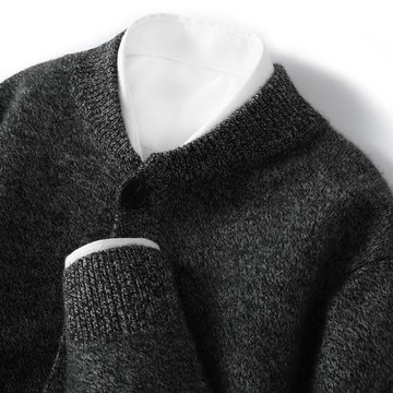 羊絨針織開衫男洋氣山羊絨衫高級感輕奢休閑上衣時尚寬松毛衣外套