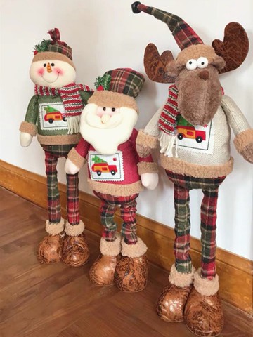 聖誕裝飾 圣誕裝飾品老人雪人麋鹿站立公仔伸縮玩偶禮品圣誕樹布置禮物擺件 聖誕節禮物