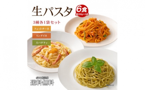 生パスタ 麺のみ 6食（200g×3袋）3種ミックス ｜パスタ麺 生麺 もっちり