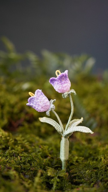 紫色漸變風鈴花 立體鉤織編織禮物胸針