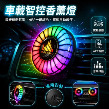 台灣出貨✨ 車載出風口香薰燈 聲控拾音氛圍燈 音樂節奏炫彩燈 智能感應車內裝飾燈 古龍香海洋香檀香
