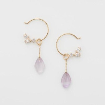 日系aget* 天然紫水晶溫柔氣質郁金香雕花樹葉香芋紫純銀耳墜耳環