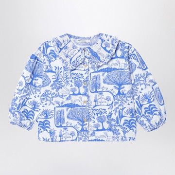 Wonderland white/blue cotton blouse
