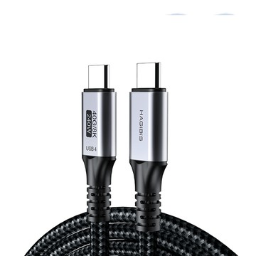 HAGiBiS 合金接頭石墨烯屏蔽編織線Type-C to C USB 4傳輸線1M(UC4-1M)