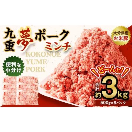 ふるさと納税 大分県産 ブランド豚 九重夢 ポーク ミンチ 3kg（500g×6） 大分県九重町