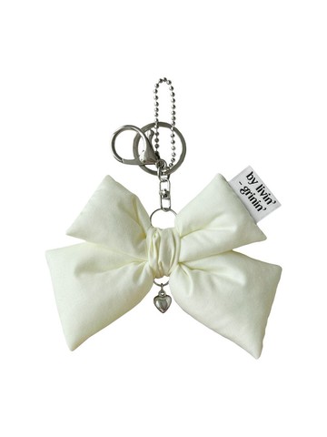 雙色緞帶鑰匙圈_檸檬奶油