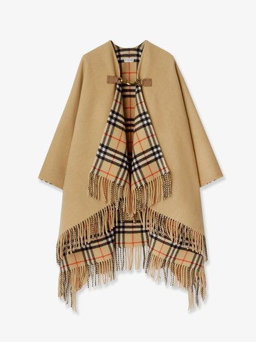 Check wool cape - BURBERRY - gender_Woman