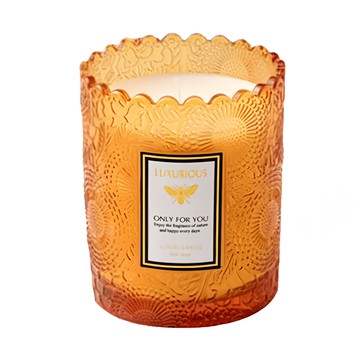 浮雕蕾絲香氛蠟燭  200g  1個  日本柿子