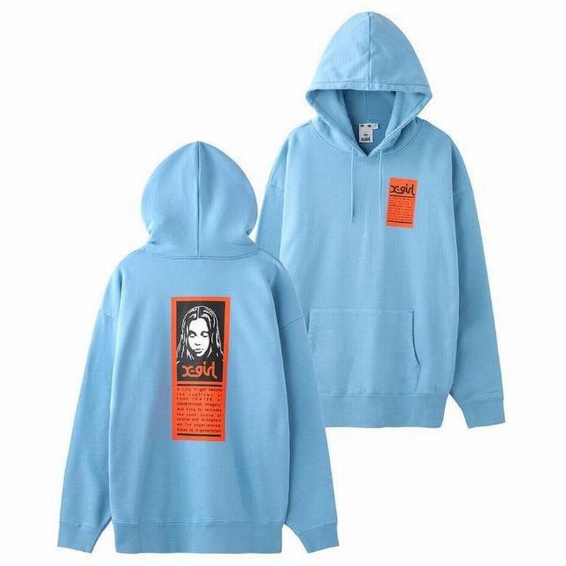 エックスガール X-GIRL WORDS FACE SWEAT HOODIE ワード フェイス