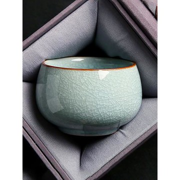 輕奢汝窯冰花主人杯單杯開片個人茶杯陶瓷品茗杯功夫茶具茶盞家用