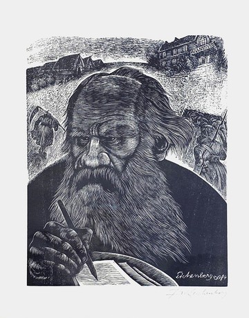 藝術家Fritz Eichenberg - 十一名人致敬版畫系列 - 托爾斯泰