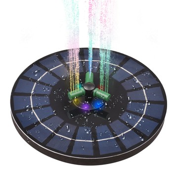 36W七彩太陽能噴泉泵帶360°可旋轉噴嘴 RGB LED 燈水電池自動關閉 9 英寸浮動鳥浴花園小池塘 2026