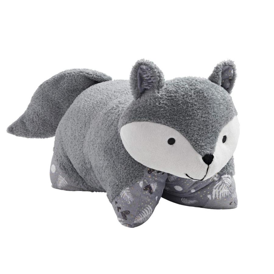 Pillow Pets 自然で快適 キツネ ぬいぐるみ グレー