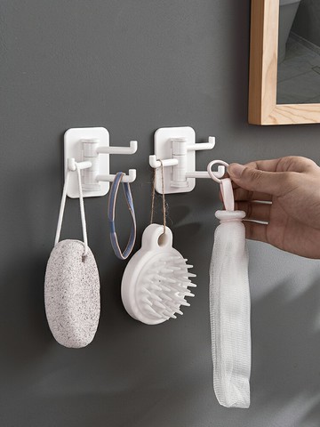 優購生活 可旋轉掛鉤多功能強力粘膠墻壁免打孔粘鉤子家用廚房浴室門后無痕