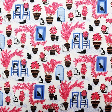 【臺灣喜佳】美式布料/聖托里尼系列-村莊(100%棉)