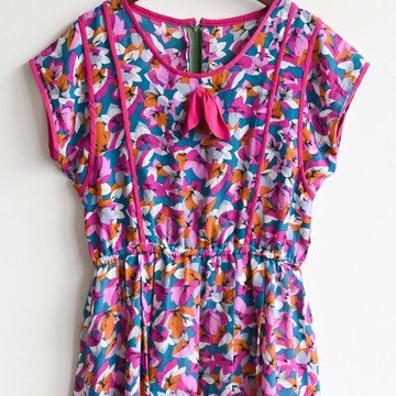 【蛋植物古著】五彩繽紛印花短袖古著洋裝