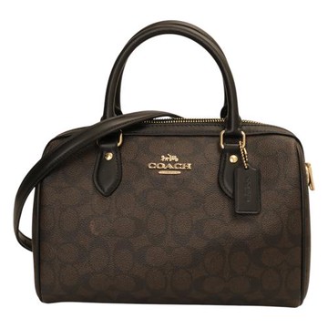 COACH-ROWAN 防刮Logo 兩用波士頓包(可可棕x黑)