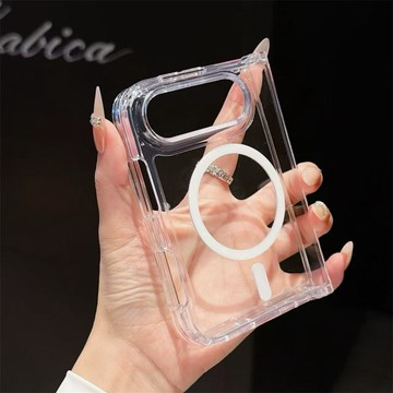 適用於 蘋果 iPhone18Ultra 手機殼 iPhone fold摺疊 亞克力PC連體 透明強磁吸充電防摔保護套