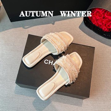 小香風拖鞋女夏外穿時尚2025新款夏季平底一字拖法式女士外出涼拖