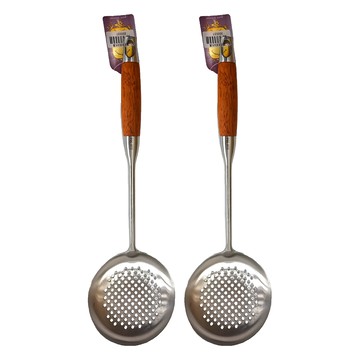 花梨木304不銹鋼大漏勺 2入  37.5 x 12.5cm  1組