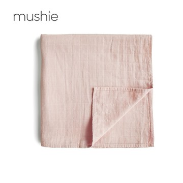 【mushie】有機棉多功能紗布包巾/淡粉✨送禮首選✨新生禮✨彌月禮✨育兒好物