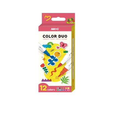 【韓國AMOS】12色可水洗雙頭彩色筆
