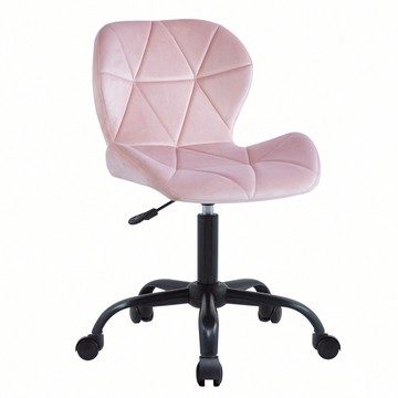 E-home Phyllis菲莉絲造型絨布軟墊黑腳電腦椅-四色可選粉紅