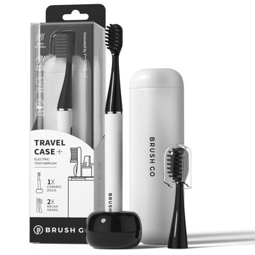 MIPOW Slim Pro i4 智慧型超音波充電電動牙刷 3 種模式磁性旅行盒和陶瓷底座,蓄電長軟刷毛 2 頭 IPX7 防水,顏色-(白色)