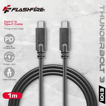 FlashFire Thunderbolt3 CtoC 雷電三數據快充線 4K 60Hz 40Gbps 100W