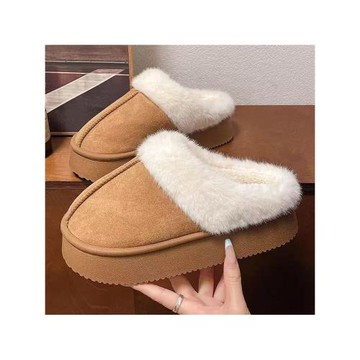 2024年新款麂皮絨棉拖鞋女秋冬室內居家用厚底網紅時尚毛毛棉拖鞋