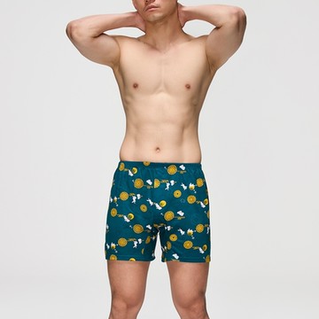 DADADO-月慶中秋 M-3L印花四角男內褲(土耳其綠) 天然絲光棉-吸濕排汗-GHQ428TG