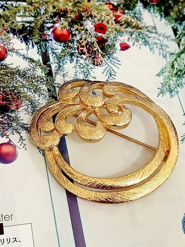 vintage jewelry MONET 刷金浪花  別針 胸針