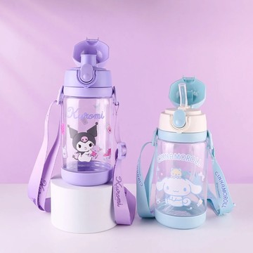 Sanrio 背帶式吸管直飲一杯雙蓋兒童水壺 - 520ml(凱蒂貓/酷洛米/大耳狗)