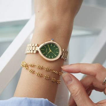 CITIZEN 星辰錶 L Rainell 系列 光動能水滴型 腕錶 女錶 手錶-綠色 EM1203-57X