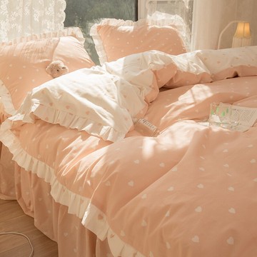 ins公主風純棉床上四件套100全棉北歐風學生宿舍床單人三件套被套