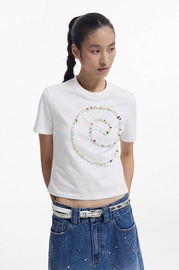 海灘回聲 旋渦串石海螺 織帶彩點短袖T恤