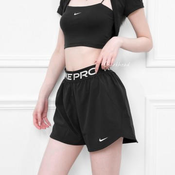 【Sharkhead】現貨 Nike Pro 速乾 短褲 運動短褲 黑色 小勾 全黑 開衩 雙層 IR1919-010