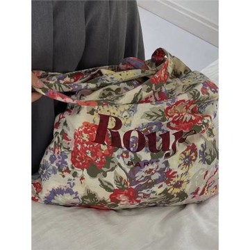 2023新款包包INS博主網紅同款Rouje法式碎花夏天女單肩帆布手提袋