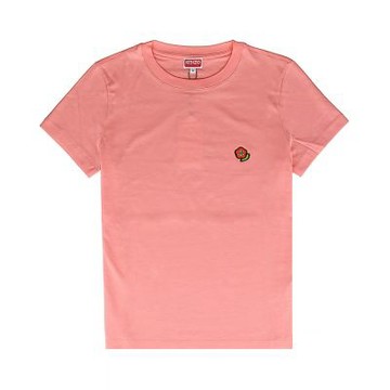 KENZO Pop 字母刺繡LOGO海棠花布標貼棉質短袖T恤(女款/蜜桃粉)
