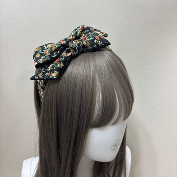 復古碎花 | 細版交織蝴蝶結髮箍