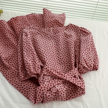 愛心碎花連衣裙女夏季新款收腰顯瘦短袖中長裙法式初戀氣質大擺裙