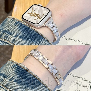 小蠻腰樹脂拼金屬錶帶 適用 Apple Watch 11 錶帶 s10 9 8 7 6 蘋果手錶錶帶 42mm 蘋果錶帶