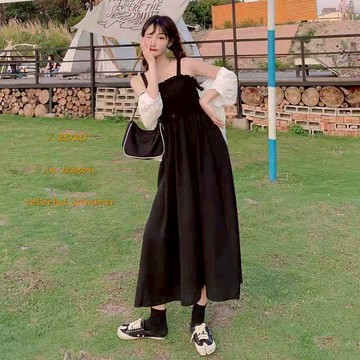 【Plump】100kg內可穿 大尺碼女裝 韓版 顯瘦套裝 洋氣 遮肚 高腰 吊帶連衣裙 開衫 防曬衣兩件套 女生洋裝