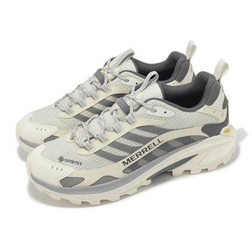 Merrell 戶外鞋 Moab Speed 2 GTX 男鞋 灰 米白 防水 黃金大底 反光 登山鞋 ML037797