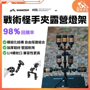 【隔日到貨.現貨免運】ShineTrip山趣百配戰術怪手夾露營燈架 戶外掛小燈 38燈/19燈/GZ燈 夾燈 星伴浮生